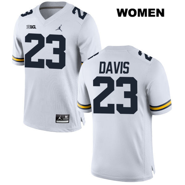Women's NCAA Michigan Wolverines Jared Davis #23 White Jordan Brand Authentic Stitched Football College Jersey WB25P30UU